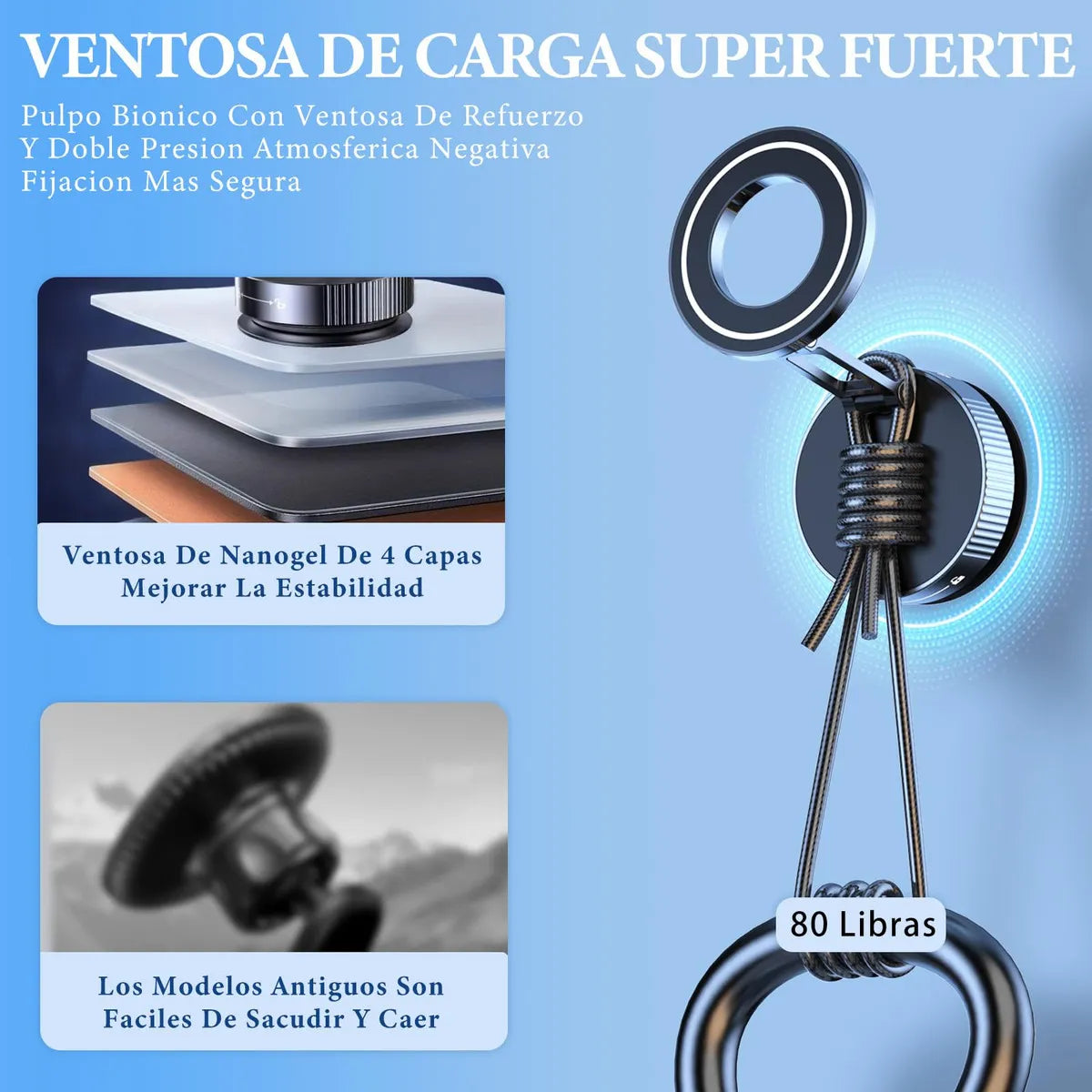 Soporte Celular Magnético con Ventosa - Rotación 360° - Sin Adhesivos - Compatible con Todos los Celulares