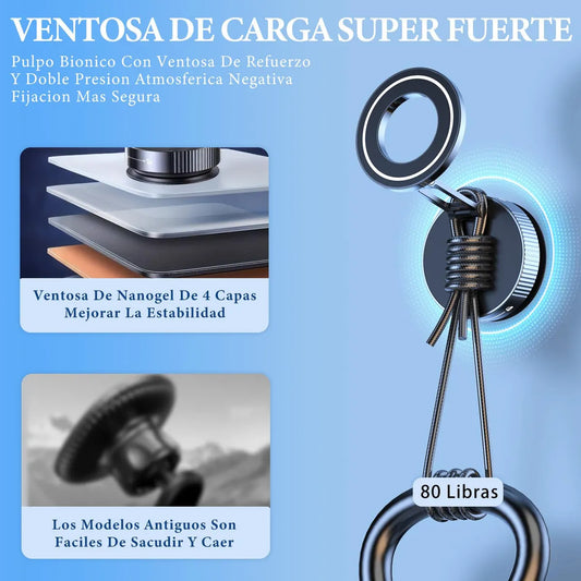 Soporte Celular Magnético con Ventosa - Rotación 360° - Sin Adhesivos - Compatible con Todos los Celulares